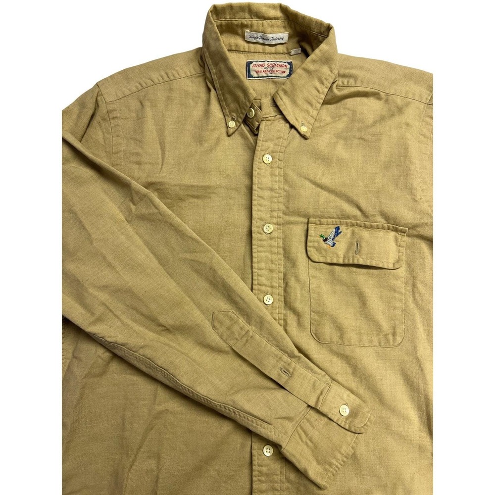 VTG Flying Scotsman Mallard Collection M Tan Button Down‎ Shirt Embroidered Duck